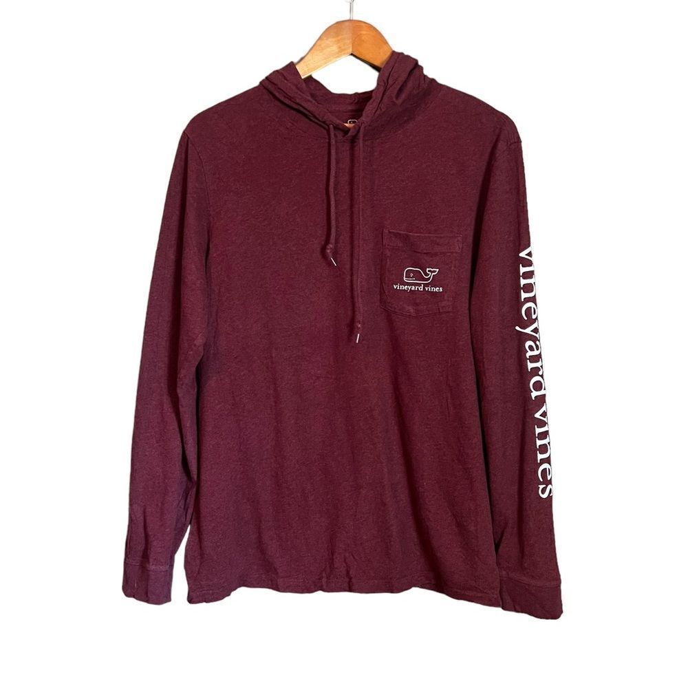 Vineyard vines maroon long sleeve hooded shirt
